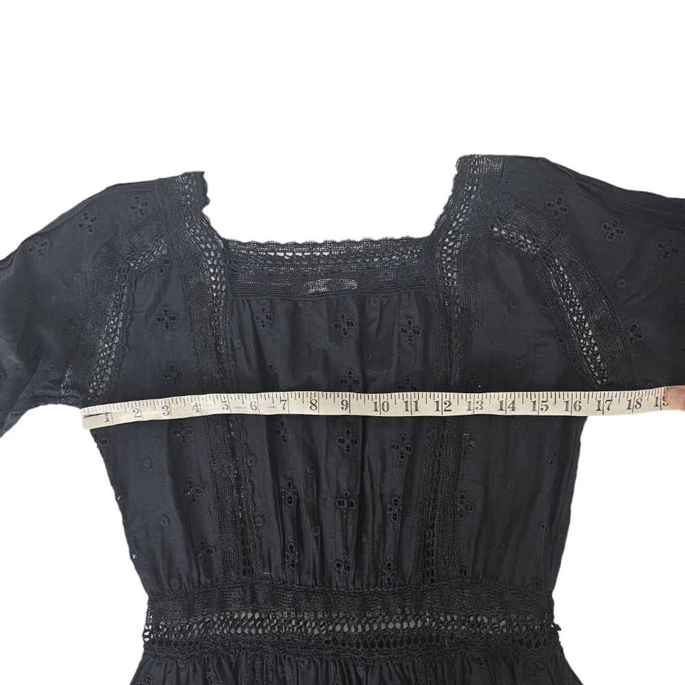 Ulla Johnson Darya Dress Black Mini Embroidered Lace Silk Cotton Size 4 - Picture 5 of 10